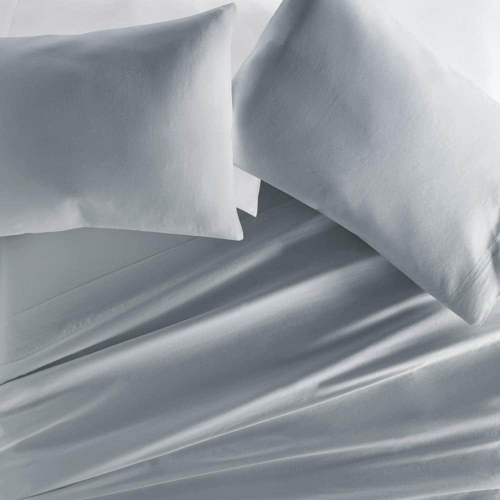 Twin Blue Solid Cotton Pillow Cover Set of Three