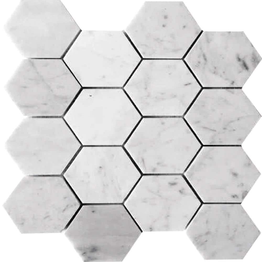 White 4 in. x 5 in. Honed Hexagon Marble Wall and Floor Tile Sample (0.13 sq. ft./Piece) price history on PriceWatchPro
