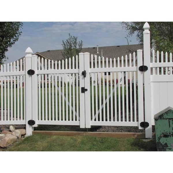 Weatherables Richmond 8 ft. W x 4 ft. H White Vinyl Picket Fence Double Gate