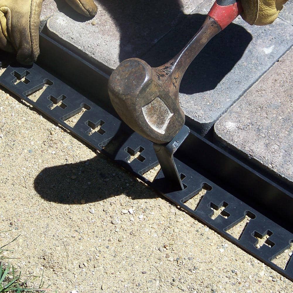 Black Vinyl 48 ft. Diamond Lok Paver Edging with Heavy Duty Anchor Stakes
