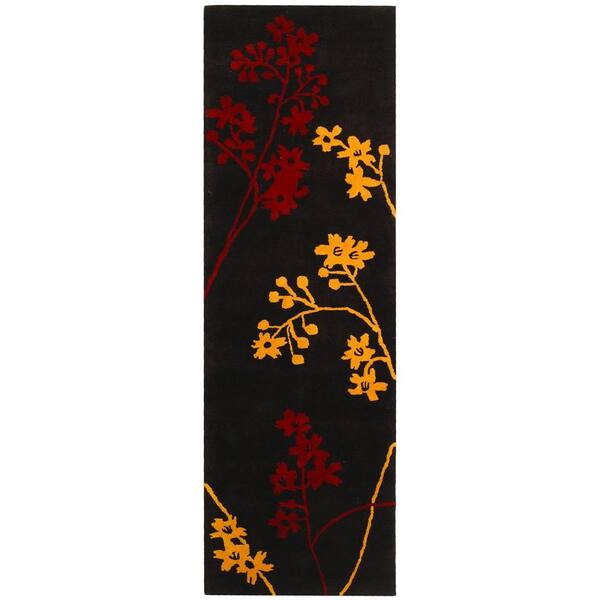 SAFAVIEH Soho Brown/Red 3 ft. x 8 ft. Floral Runner Rug