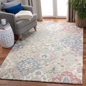 Glamour Ivory/Red 5 ft. x 8 ft. Floral Area Rug