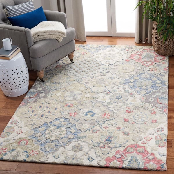 Glamour Ivory/Red 6 ft. x 9 ft. Floral Area Rug