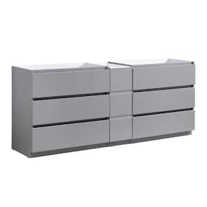 Lazzaro 84 in. Modern Double Bath Vanity Cabinet Only in Gray