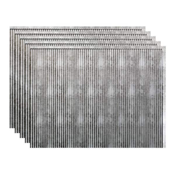 Fasade Rib 18.25 in. x 24.25 in. Vinyl Backsplash Panel in Cross Hatch Silver (5-Pack)