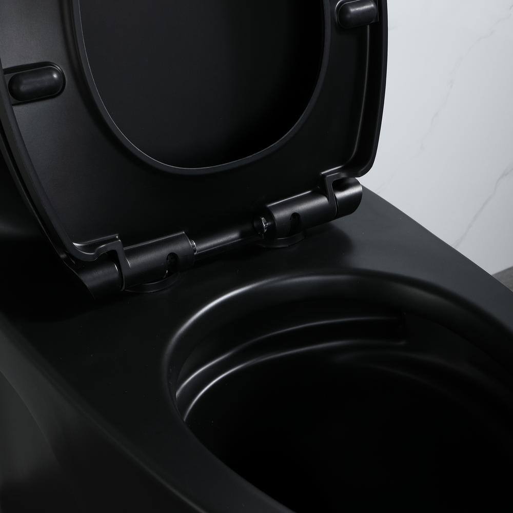 Matte Black Ceramic Dual Flush Elongated Toilet with Soft-Close Seat