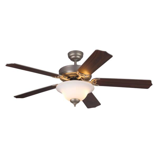 Generation Lighting Homeowners Deluxe 52 in. Brushed Pewter with Dual Walnut or Silver Blade Ceiling Fan