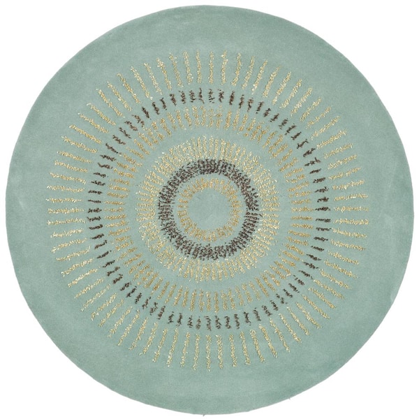 SAFAVIEH Soho Light Blue/Multi 8 ft. x 8 ft. Round Geometric Area Rug