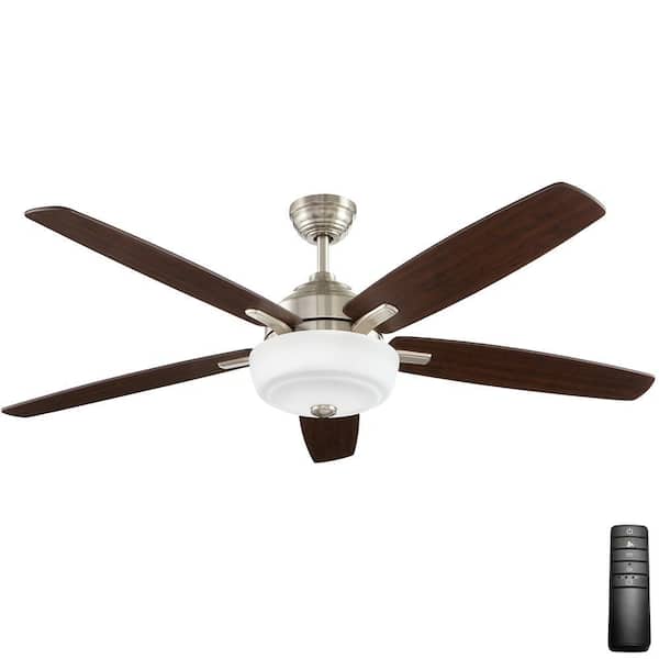 Home Decorators Collection Sudler Ridge 60 In Led Indoor Brushed Nickel Ceiling Fan With Light Kit And Remote Control 51714 The Home Depot