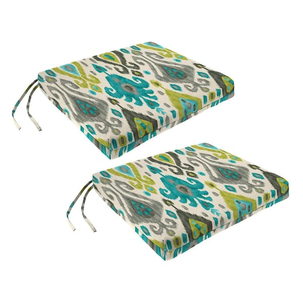 Jordan Manufacturing 19 in. W x 17 in. D x 2 in. T Rectangular Outdoor Seat Cushion in Paso Turquoise (2-Pack)