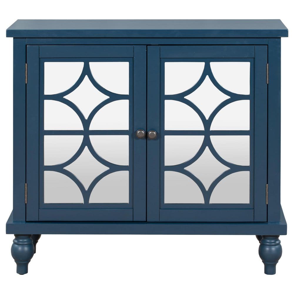 VERYKE Free Standing Dark Blue MDF Storage Cabinet with Doors and ...