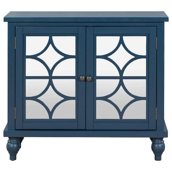 VERYKE Free Standing Dark Blue MDF Storage Cabinet with Doors and Adjustable Shelf