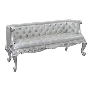 Valkyrie Synthetic Leather and Antique Platinum Finish 27 in. Bedroom Bench With Back