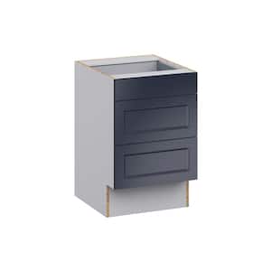 Devon Painted Blue Recessed Assembled 21 in. W x 32.5 in. H x 23.75 in. D ADA 3 Drawers Base Kitchen Cabinet