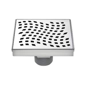 4 in. Square Stainless Steel Shower Drain Wave Pattern