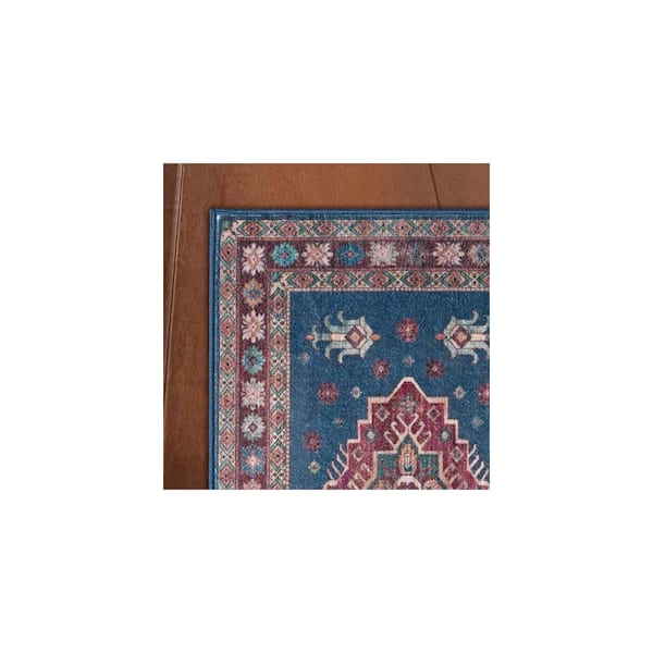Billie Navy/Red 8 ft. x 10 ft. Woven Medallion Polyester Area Rug