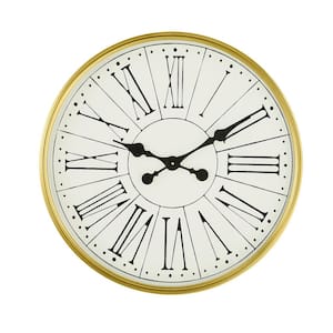 Round Modern Wall Clock with Gold Metal Trim (24 in.)