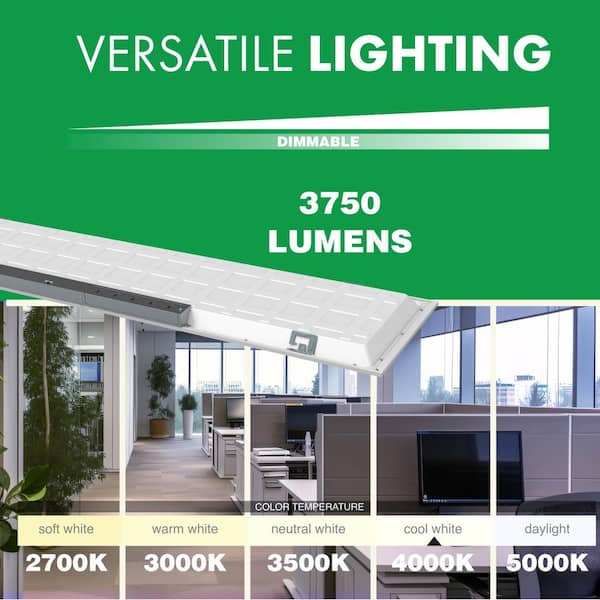 LEDone 1 ft. x 4 ft. 2500/3125/3750 Lumens Integrated LED Panel Light, 3500K/4500K/5000K (4-Pack)