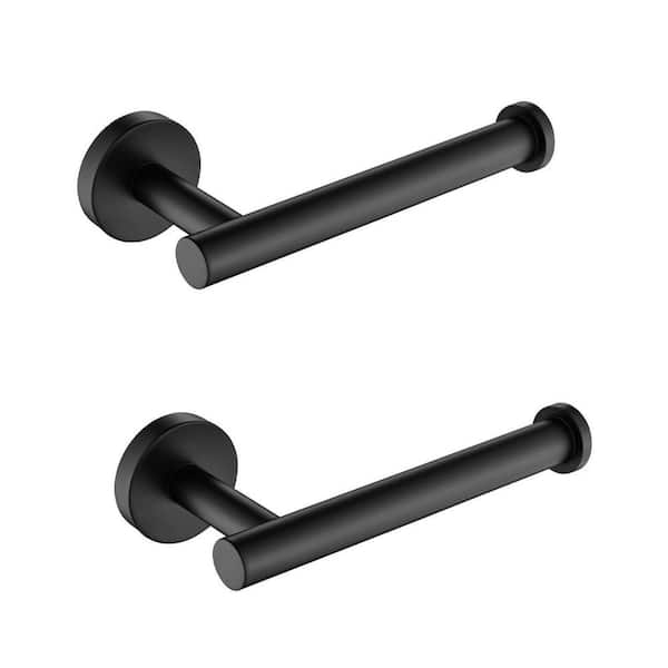Interbath Wall Mounted Single Arm Toilet Paper Holder in Stainless Steel Matte Black (Set of 2)