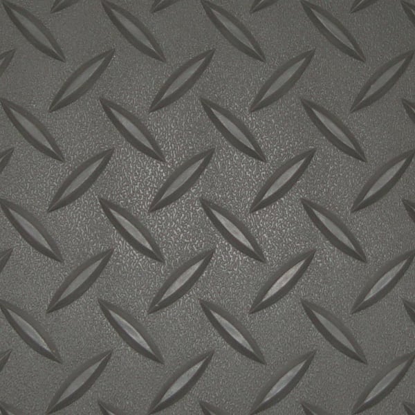 Textured Slip Resistant Diamond Plate 7.5 ft. x 20 ft. Charcoal Vinyl Garage Floor Car Mat, 23-Sizes Available
