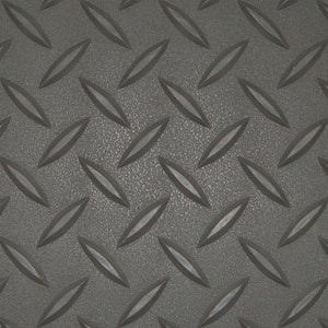 Textured Slip Resistant Diamond Plate 7.5 ft. x 24 ft. Charcoal Vinyl Garage Floor XX-Large Car Mat