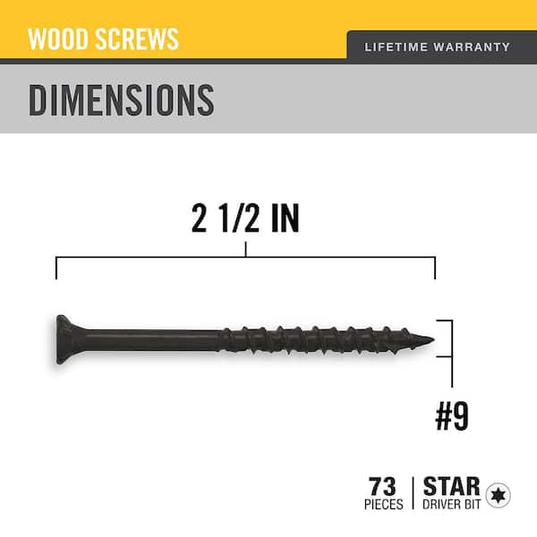 DECKMATE #9 2-1/2 in. Black Exterior Self-Starting Star Drive Flat-Head Deck Screw 1 lb.-Box (87-Piece)