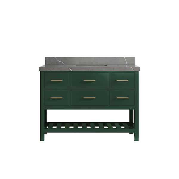 Willow Collections Parker 48 in. W x 22 in. D x 36 in. H Bath Vanity in Lafayette Green with 2 in. Piatra Quartz Top