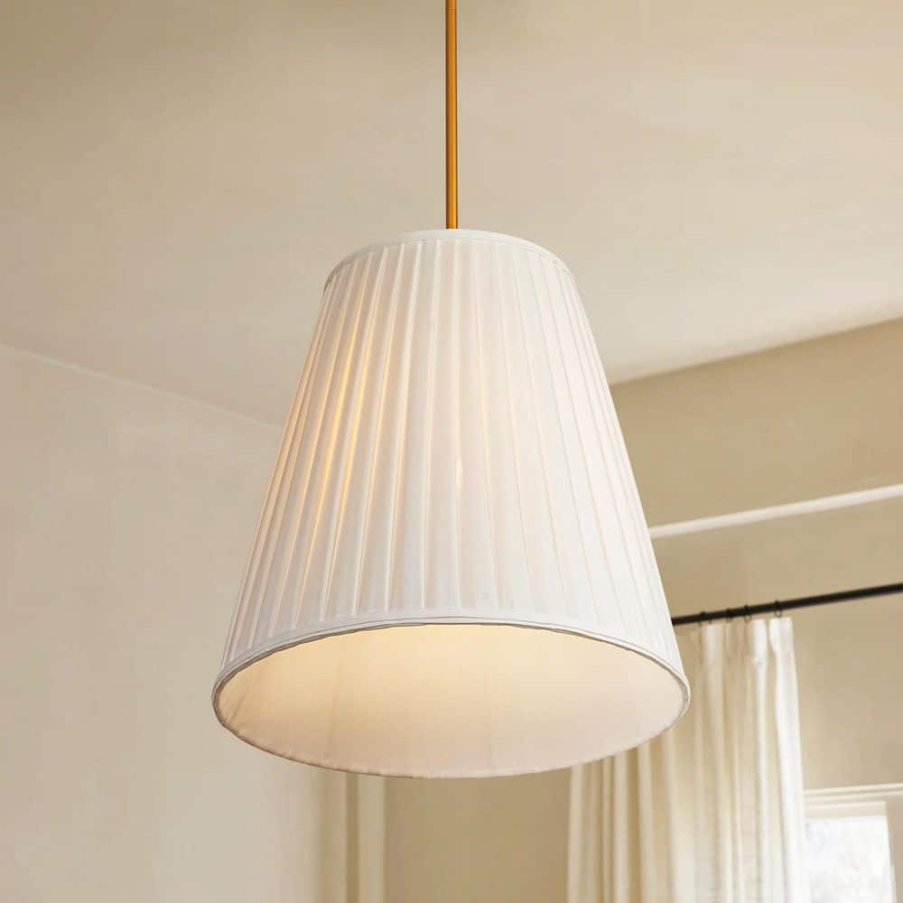 Arabella 1-Light 19 in. Modern Gold Pendant Light with White Fabric Cone Shade price history on PriceWatchPro