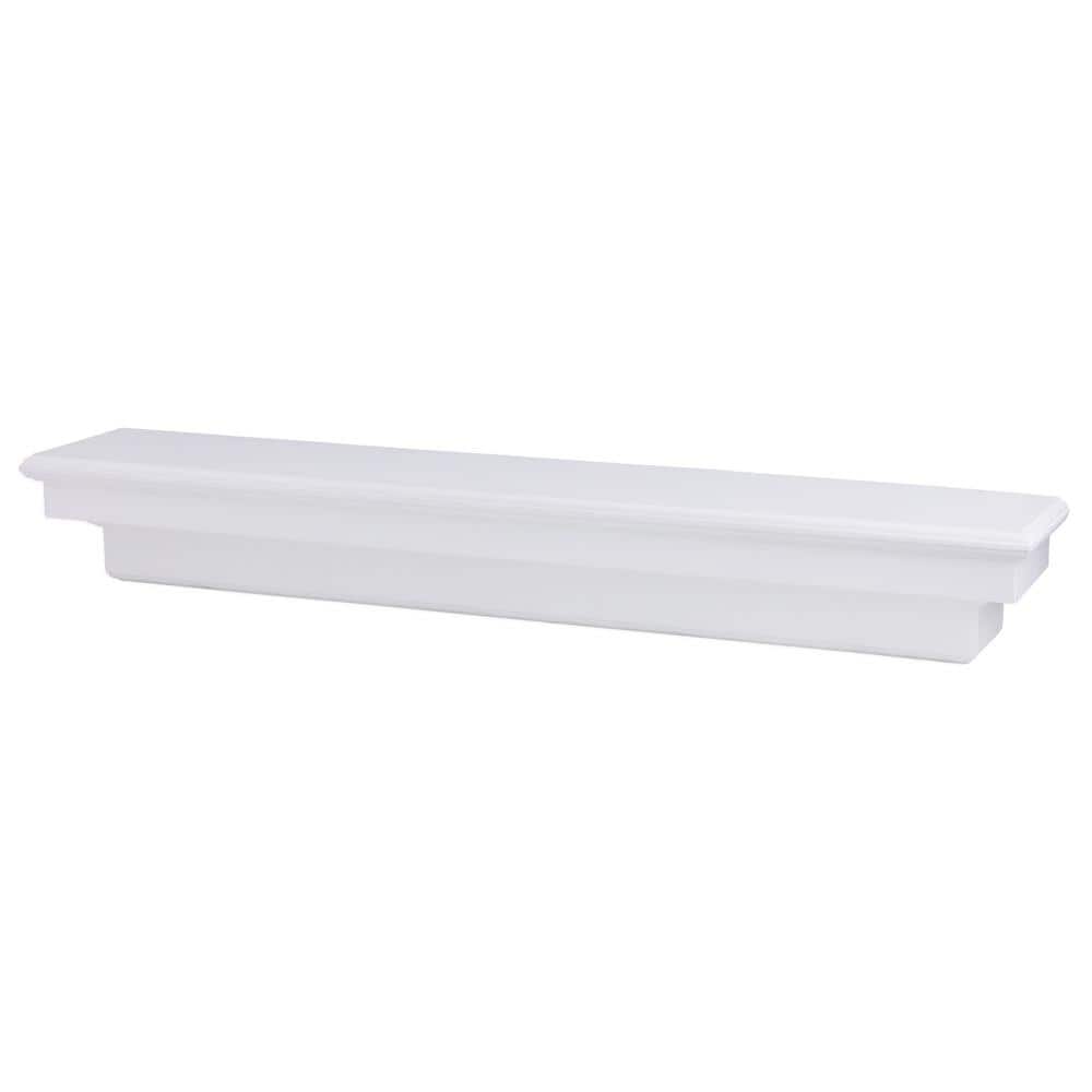 48" White Lacquered Solid Wood Floating Mantel Shelf