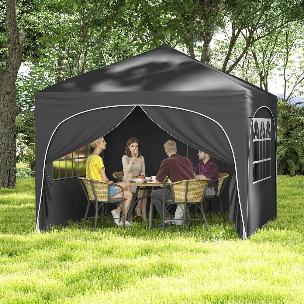 10 X 10 ft. Pop up Canopy Tent with 4 Removable Sidewall Waterproof UV Protection for Outdoor Events Parties-Gray price history on PriceWatchPro