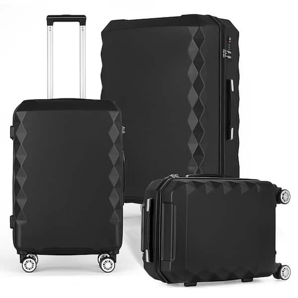 HIKOLAYAE Port Victoria Nested Hardside Luggage Set in Elegant Black, 3 Piece - TSA Compliant