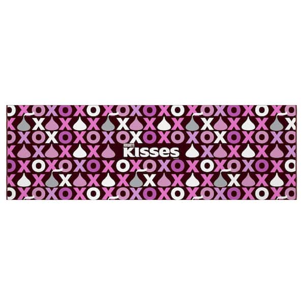 Pink Kisses 2 ft. x 5 ft. For Man Cave Bedroom Kitchen Hershey Kisses XO Non-Slip Runner Rug