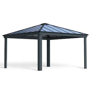 Dallas 14 ft. x 14 ft. Gray/Gray Opaque Outdoor Gazebo with Insulating and Sleek Roof Design