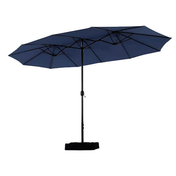 PHI VILLA 15 ft. Market Patio Umbrella With Weights in Blue