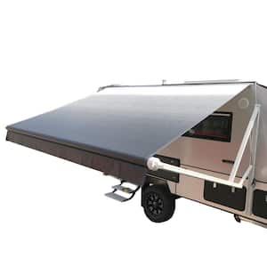 10 ft. x 8 ft. White Gray Fade Motorized Retractable RV Awning