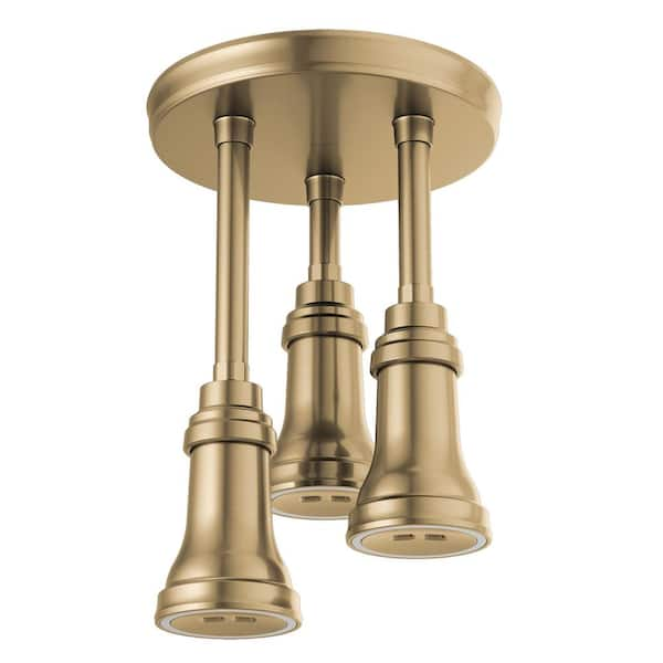 Delta Traditional 1-Spray Patterns 2.5 GPM 9.25 in. Ceiling Mount Fixed Shower Head with H2Okinetic in Champagne Bronze