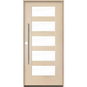 ASCEND Modern Faux Pivot 36 in. x 80 in. 5 Lite Right-Hand/Inswing Clear Glass Unfinished Fiberglass Prehung Front Door