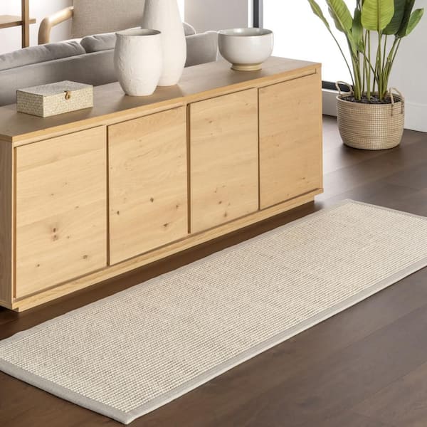 Monica Geometric Wool Area Rug Grey 2 ft. 6 in. x 8 ft. Area Rug