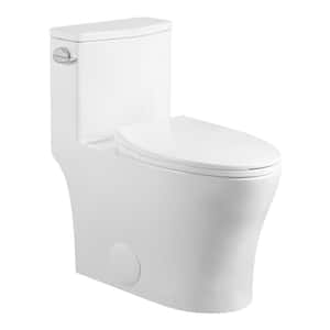 12 in. Rough-In one-piece 1.05/1.6 GPF Single Flush Elongated Toilet in White, Seat Included