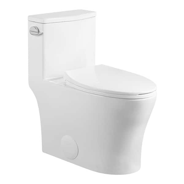 FINE FIXTURES 12 in. Rough-In one-piece 1.05/1.6 GPF Single Flush Elongated Toilet in White, Seat Included