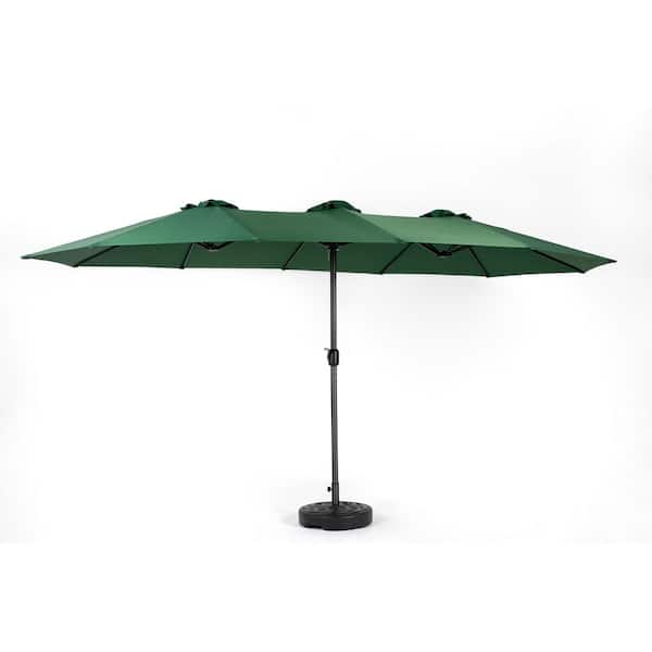 14.8 ft. Double Sided Outdoor Patio Umbrella Rectangular Large with Crank for Backyard, Pool, Coast, in Dark Blue