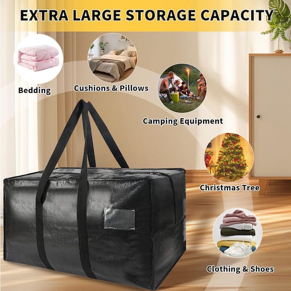 Anqtovp Black Waterproof Extra Large Moving Storage Bags Heavy