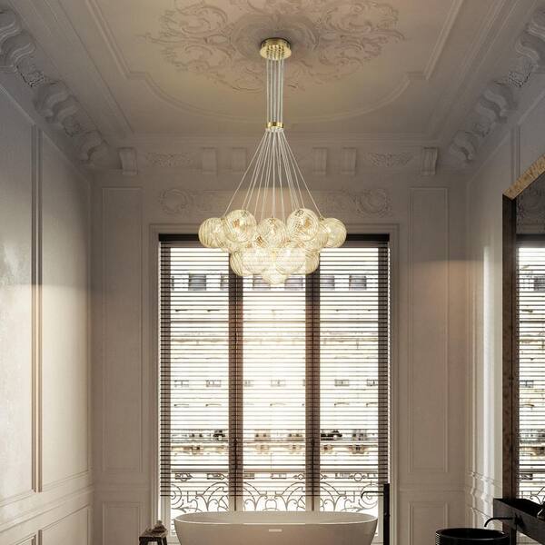 Rennnsan Lillian 19-Light Gold Modern Glass Globe Bubble