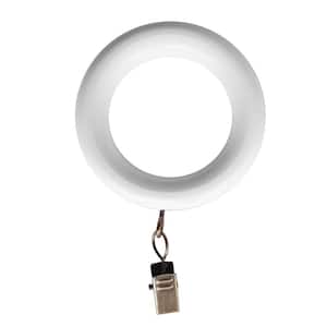 White Wood Curtain Rings Curtain with Clips (Set of 7)