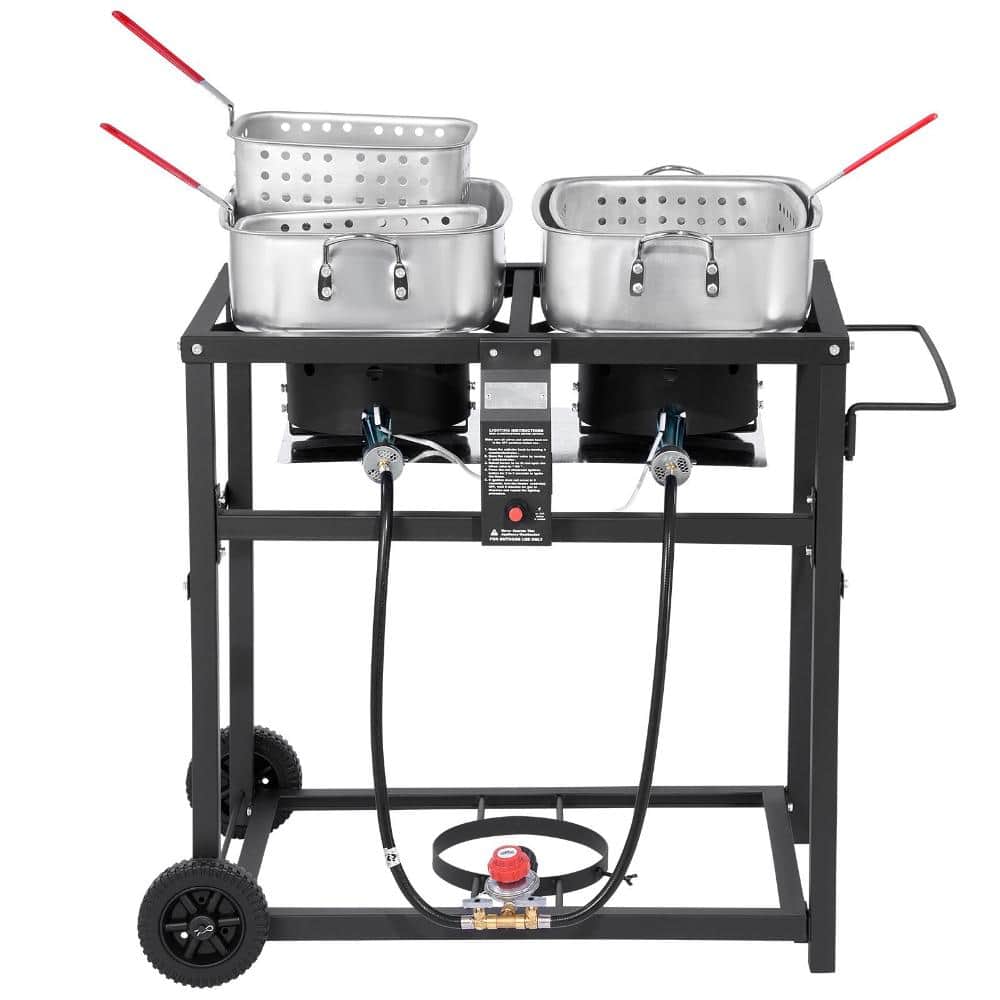 Outdoor Propane Dual Tank Fryer Cart 2x18Qt, 3 Baskets, 2 Thermometers, 40,000 BTU, For Fish Wings Fries price history on PriceWatchPro