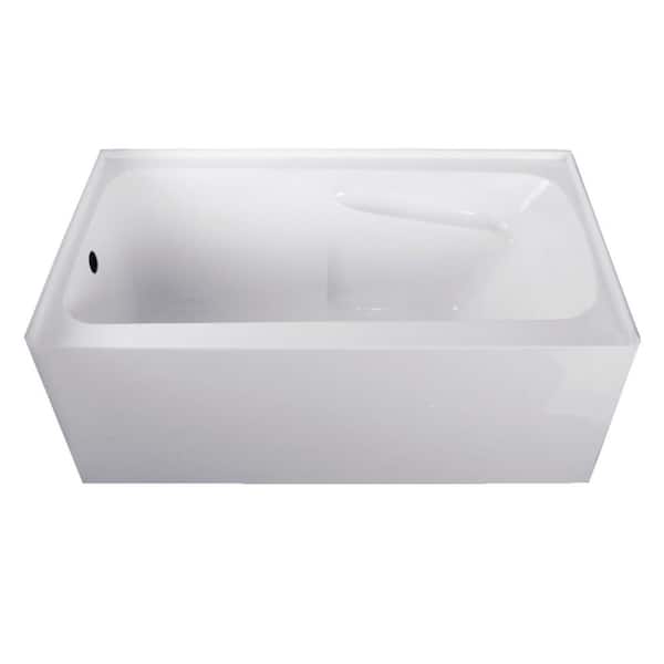 Aqua Eden 54 in. x 30 in. Acrylic Rectangular Alcove Soaking Bathtub with Left Drain in Glossy White