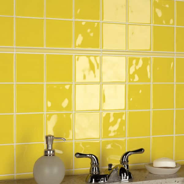 Merola Tile Twist Square Yellow Lemon 11-3/4 in. x 11-3/4 in. Ceramic Mosaic (9.79 sq. ft. /Case)