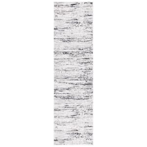 Amelia Light Gray/Charcoal 2 ft. x 10 ft. Abstract Striped Runner Rug
