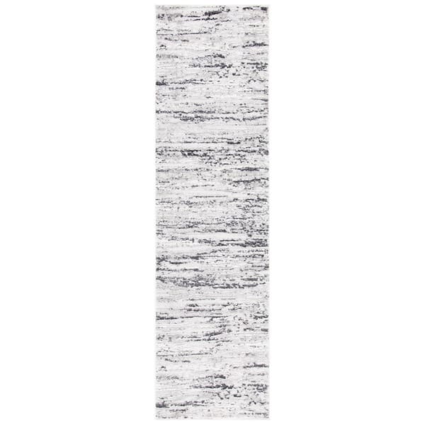 SAFAVIEH Amelia Light Gray/Charcoal 2 ft. x 10 ft. Abstract Striped Runner Rug