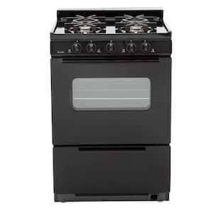 24 in. 2.97 cu. ft. Battery Ignition Gas Range in Black